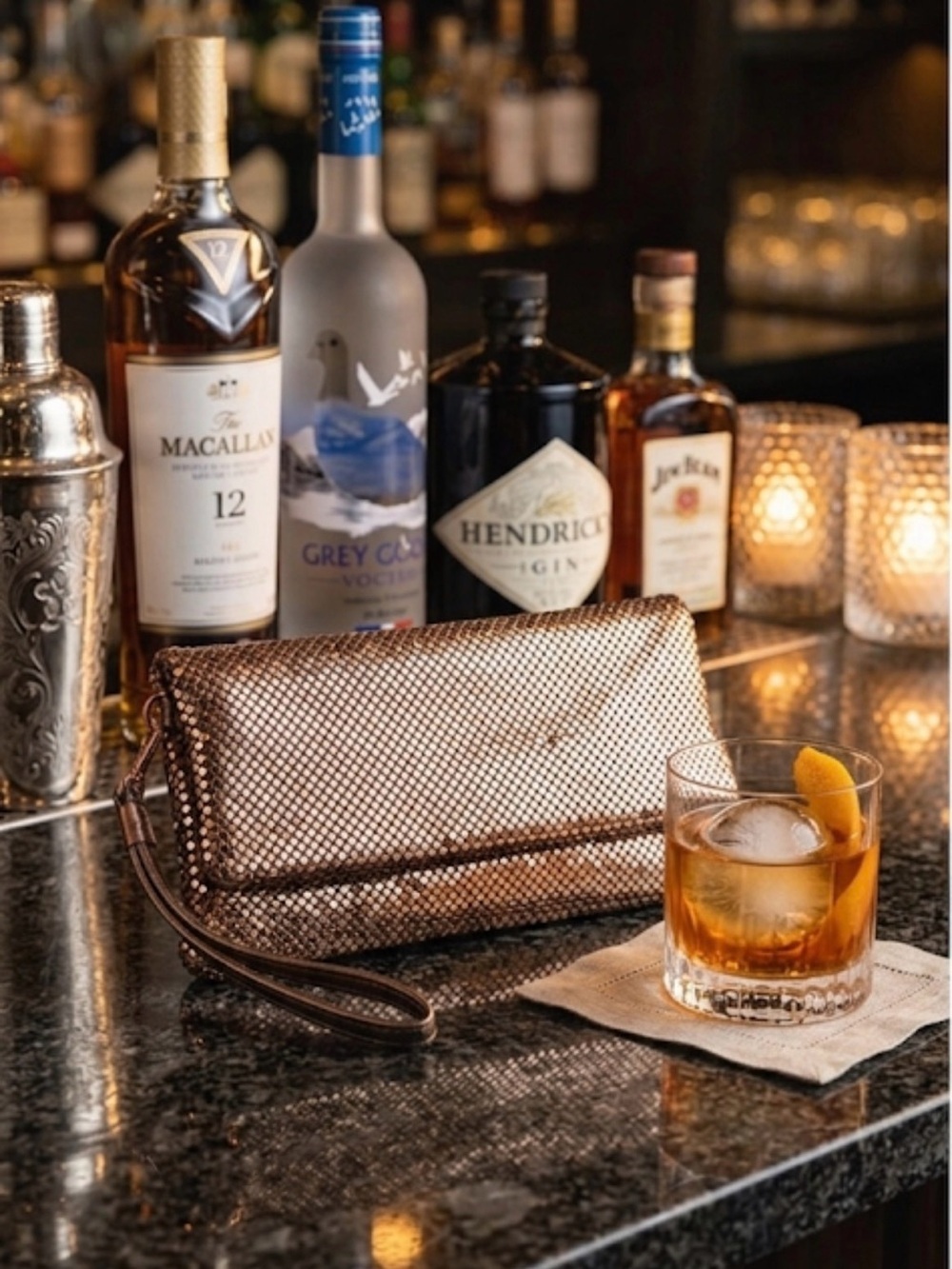 Estee & Lilly Mesh elegant Foldover Wristlet